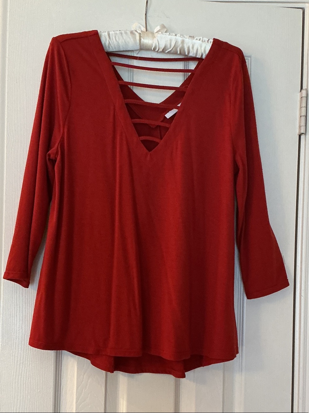 Women’s Red V-Neck Strappy Back Top